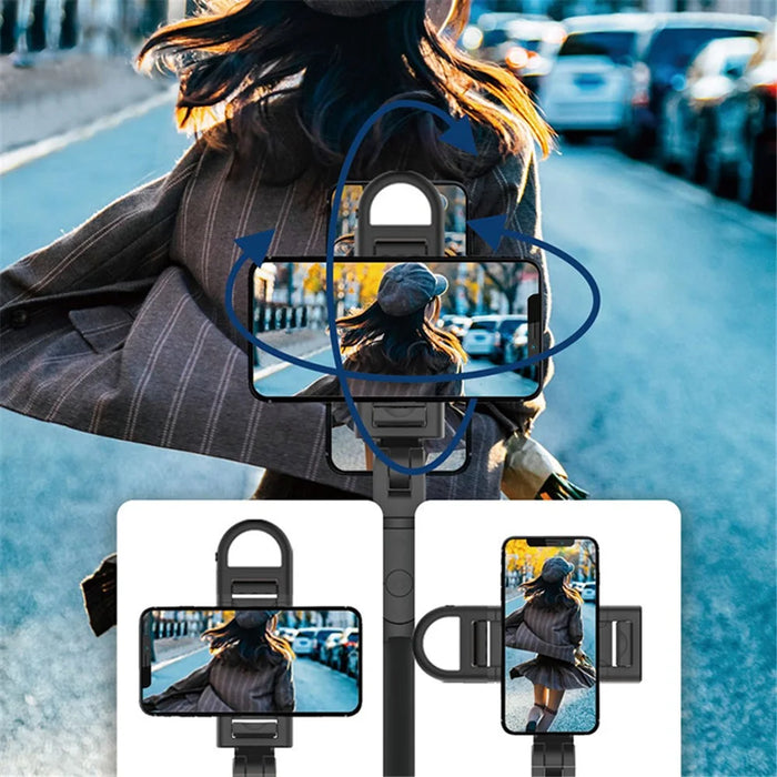 S05-S 2 in 1 Bluetooth-compatible Selfie Stick Built-in Remote Control Folding Tripod with Fill Light for Vlogging Photography - 5
