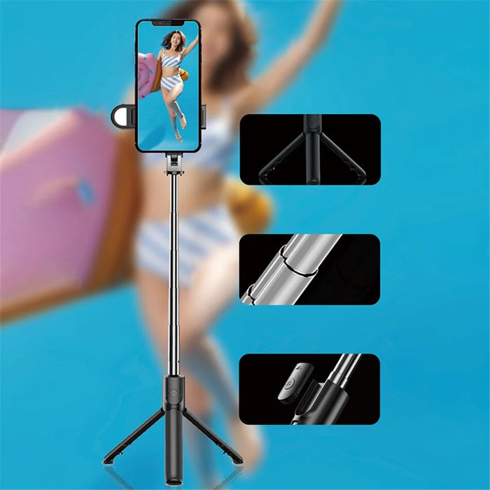 S05-S 2 in 1 Bluetooth-compatible Selfie Stick Built-in Remote Control Folding Tripod with Fill Light for Vlogging Photography - 6