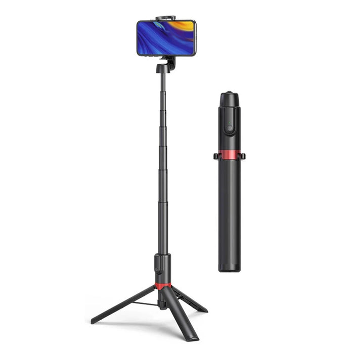 XYK-403B Portable Telescopic Tripod Handheld Selfie Stick Bluetooth-compatible Monopod with Built-in Remote Control - Black/Red - 1