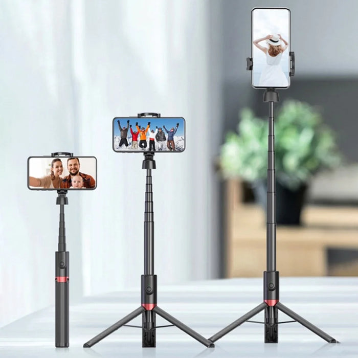 XYK-403B Portable Telescopic Tripod Handheld Selfie Stick Bluetooth-compatible Monopod with Built-in Remote Control - Black/Red - 3