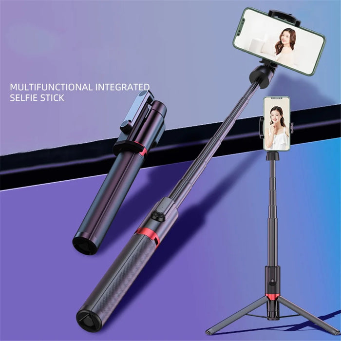 XYK-403B Portable Telescopic Tripod Handheld Selfie Stick Bluetooth-compatible Monopod with Built-in Remote Control - Black/Red - 7