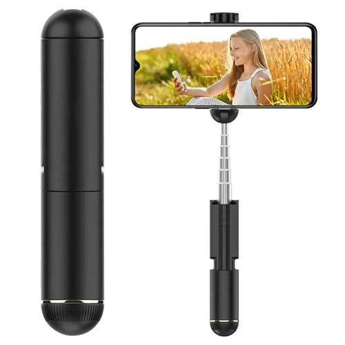 DISPHO WS-19001 Retractable Bluetooth-compatible Selfie Stick Portable Extendable Selfie Stick with 180-Degree Rotating Phone Holder for Indoor Outdoor Shooting - Black - 1