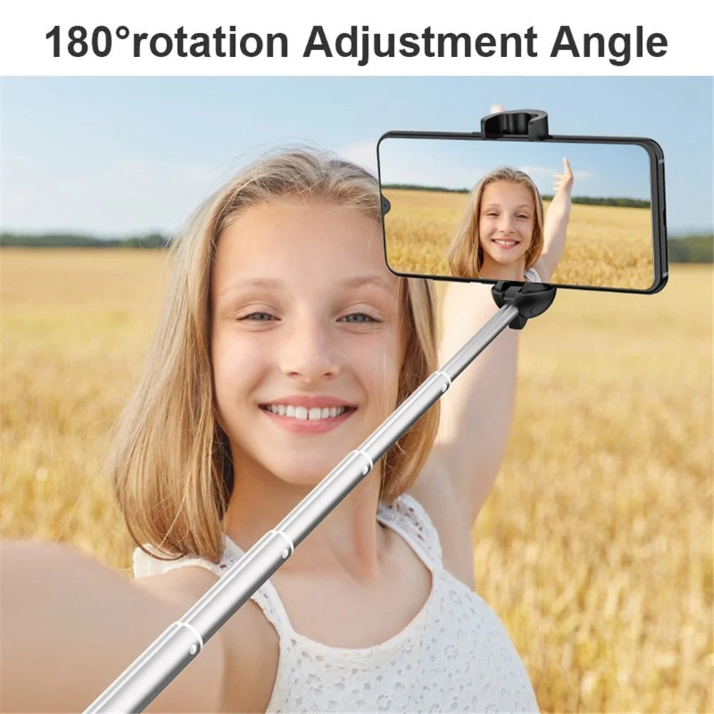 DISPHO WS-19001 Retractable Bluetooth-compatible Selfie Stick Portable Extendable Selfie Stick with 180-Degree Rotating Phone Holder for Indoor Outdoor Shooting - Black - 4