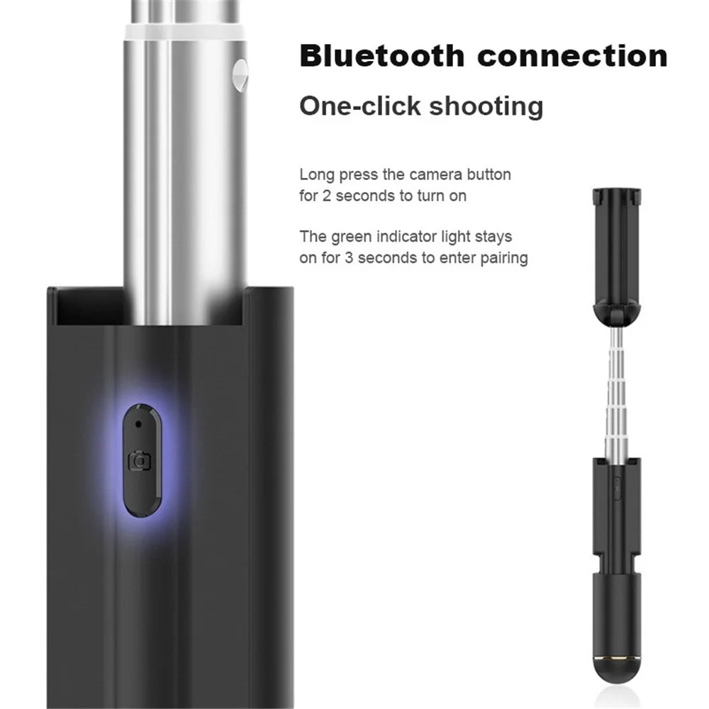 DISPHO WS-19001 Retractable Bluetooth-compatible Selfie Stick Portable Extendable Selfie Stick with 180-Degree Rotating Phone Holder for Indoor Outdoor Shooting - Black - 6