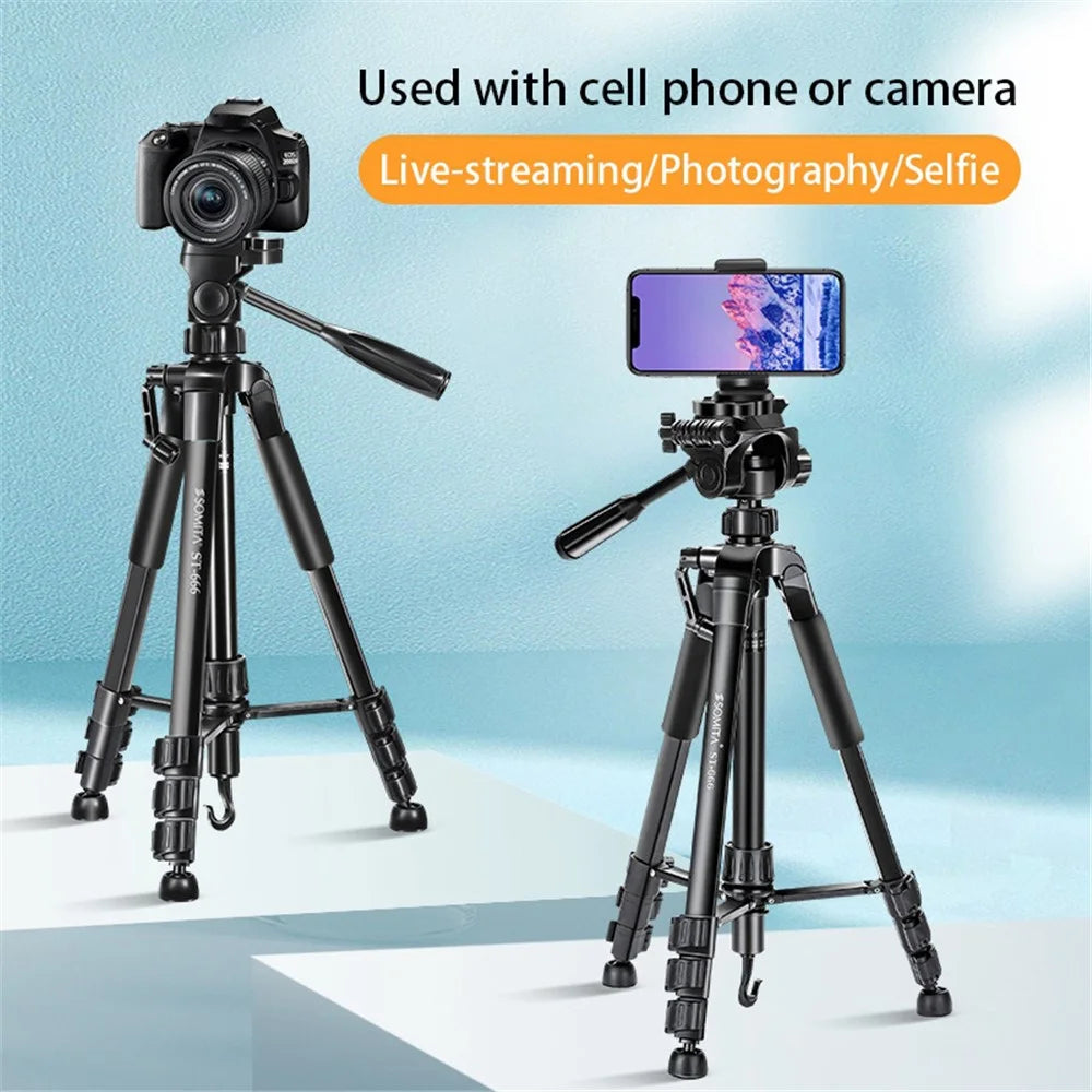 SOMITA ST-666 for Canon/Nikon/Sony DSLR Camera Phone Holder Portable Retractable Tripod Stand (Remote Control Not included) - 2
