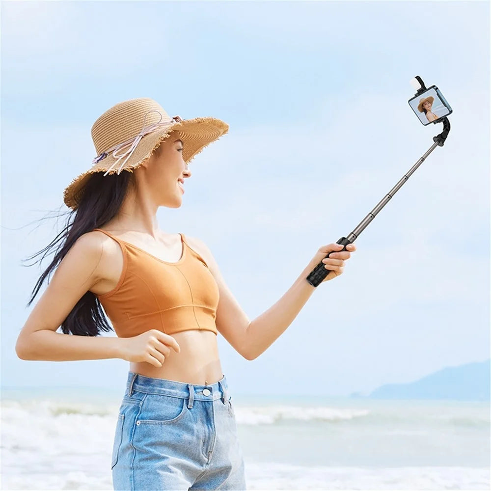 MCDODO MDD SS-1781 Aluminum Alloy Extendable Rod Selfie Stick Bluetooth-compatible Remote Control Tripod with Single Fill Light - Black - 2