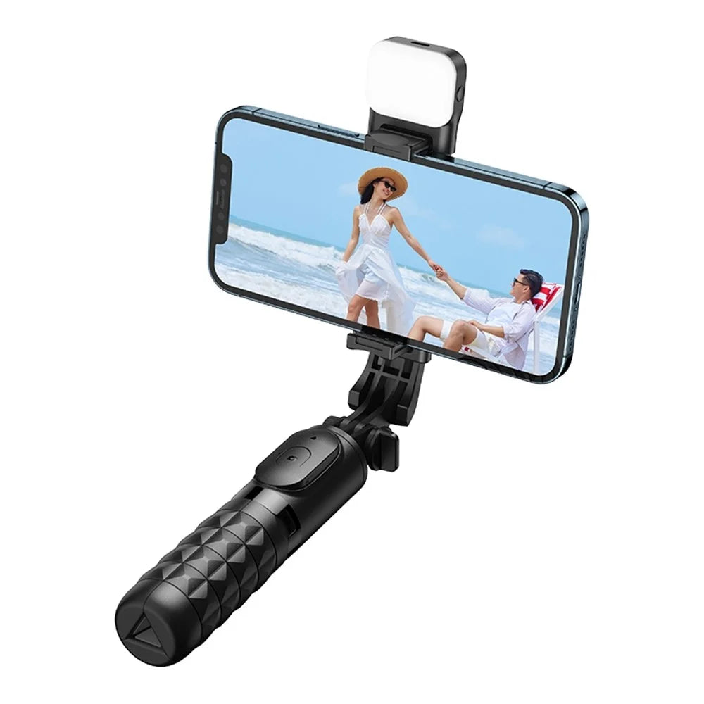 MCDODO MDD SS-1781 Aluminum Alloy Extendable Rod Selfie Stick Bluetooth-compatible Remote Control Tripod with Single Fill Light - Black - 4