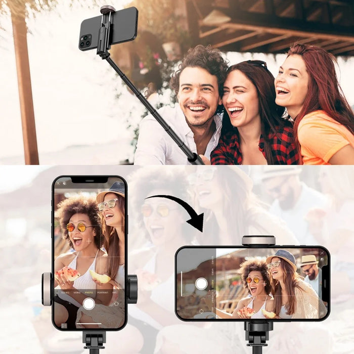 Q12 Bluetooth-compatible Selfie Stick Aluminum Alloy Pole Extendable Phone Tripod Stand with Wireless Remote - Black - 6