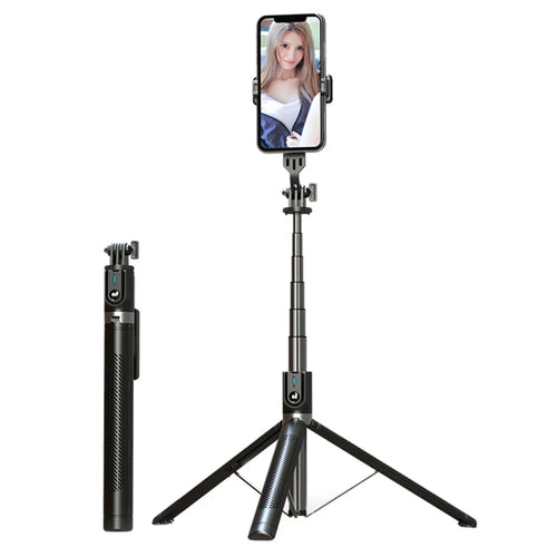 P100 1.8m Aluminum Alloy Portable Selfie Stick Retractable Tripod Stand 360-Degree Rotating Phone Holder for Photography - 1