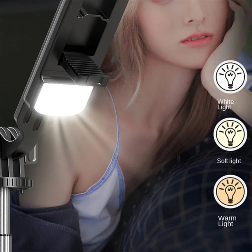P100D 1.8m Aluminum Alloy Bluetooth-compatible Selfie Stick Portable Tripod Stand Adjustable Phone Holder with Single Fill Light Support 360-Degree Rotating for iPhone Samsung - 2