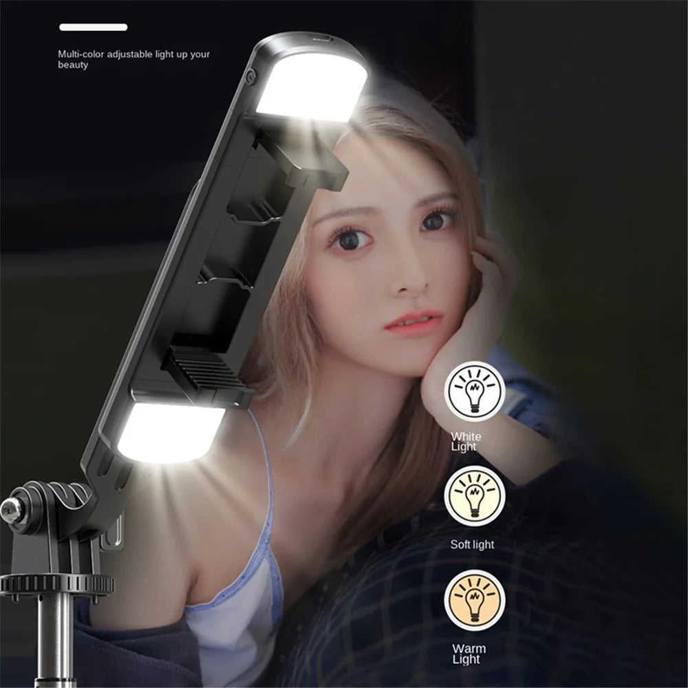 P100D-2 1.8m Aluminum Alloy Telescopic Selfie Stick Bluetooth-compatible Remote Control Tripod with Dual Fill Lights - 3