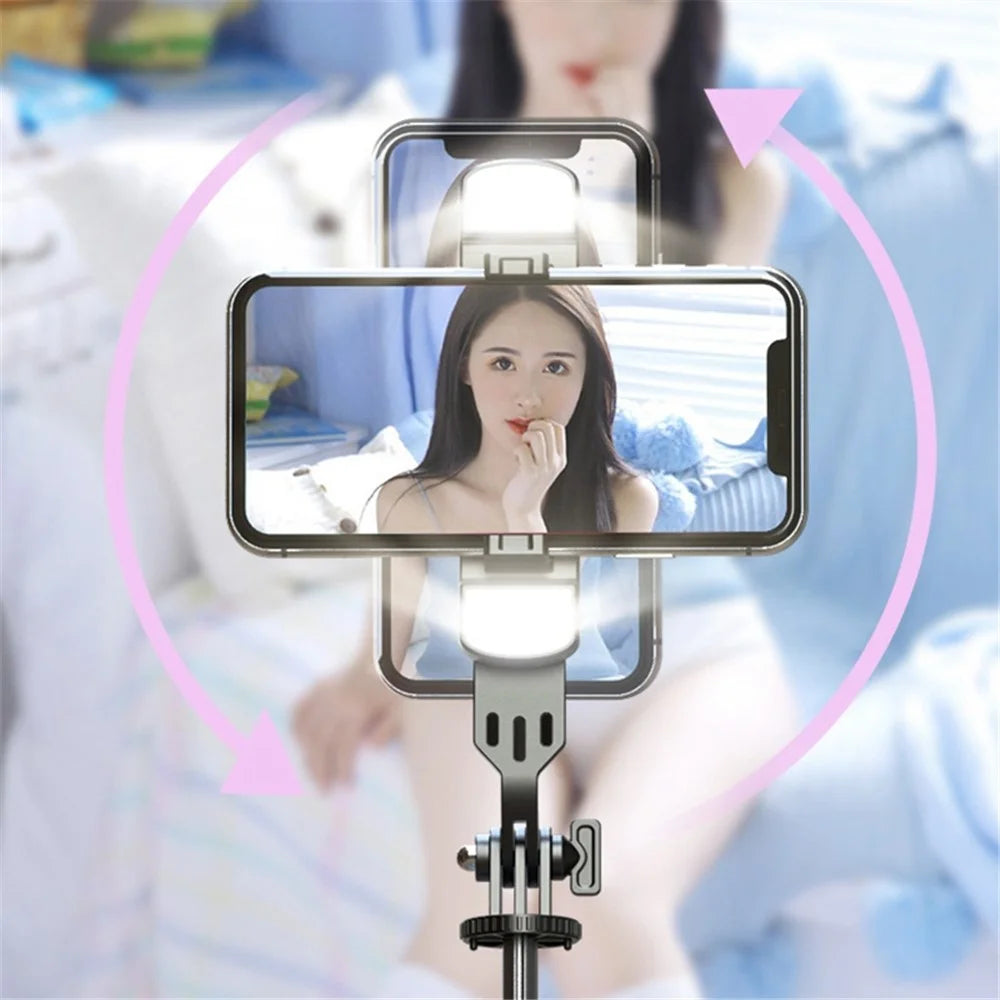 P100D-2 1.8m Aluminum Alloy Telescopic Selfie Stick Bluetooth-compatible Remote Control Tripod with Dual Fill Lights - 4