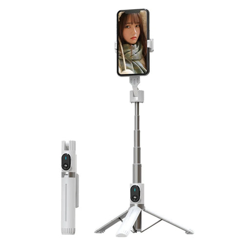 P90 1.1m Extension Selfie Stick Phone Clip Holder Wireless Remote Controlled Photography Tripod Stand - White - 1