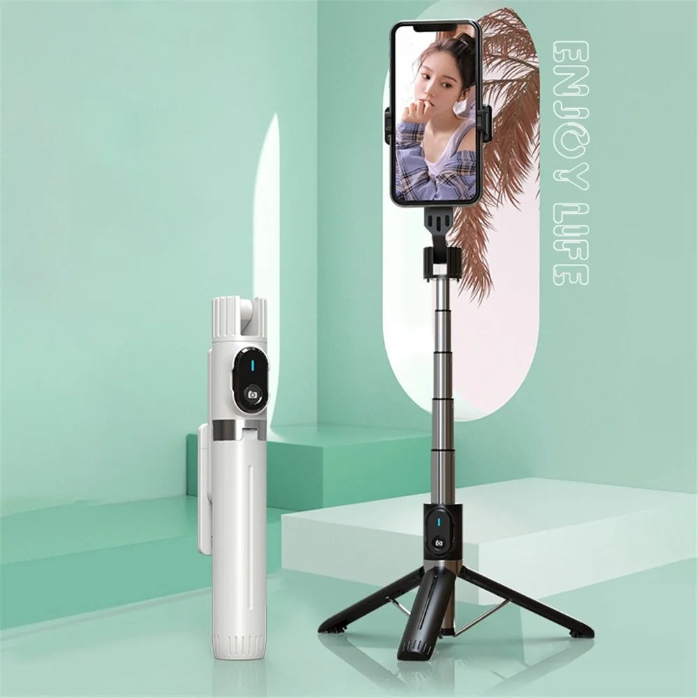 P90 1.1m Extension Selfie Stick Phone Clip Holder Wireless Remote Controlled Photography Tripod Stand - White - 3