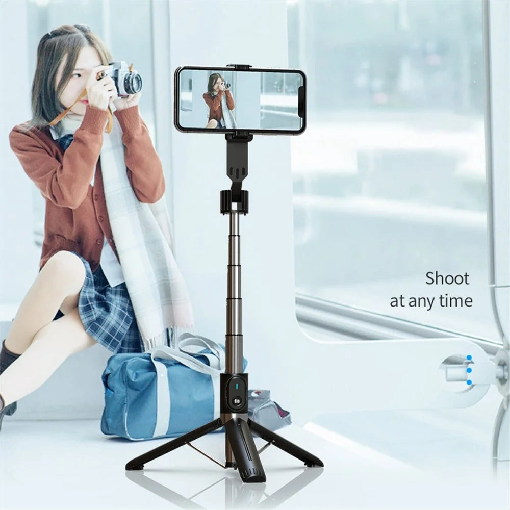P90 1.1m Extension Selfie Stick Phone Clip Holder Wireless Remote Controlled Photography Tripod Stand - White - 5