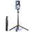 P160D 1.6m Extendable Selfie Stick Camera Tripod Stand with Single Fill Light and Wireless Bluetooth-compatible Remote Control - Black - 1