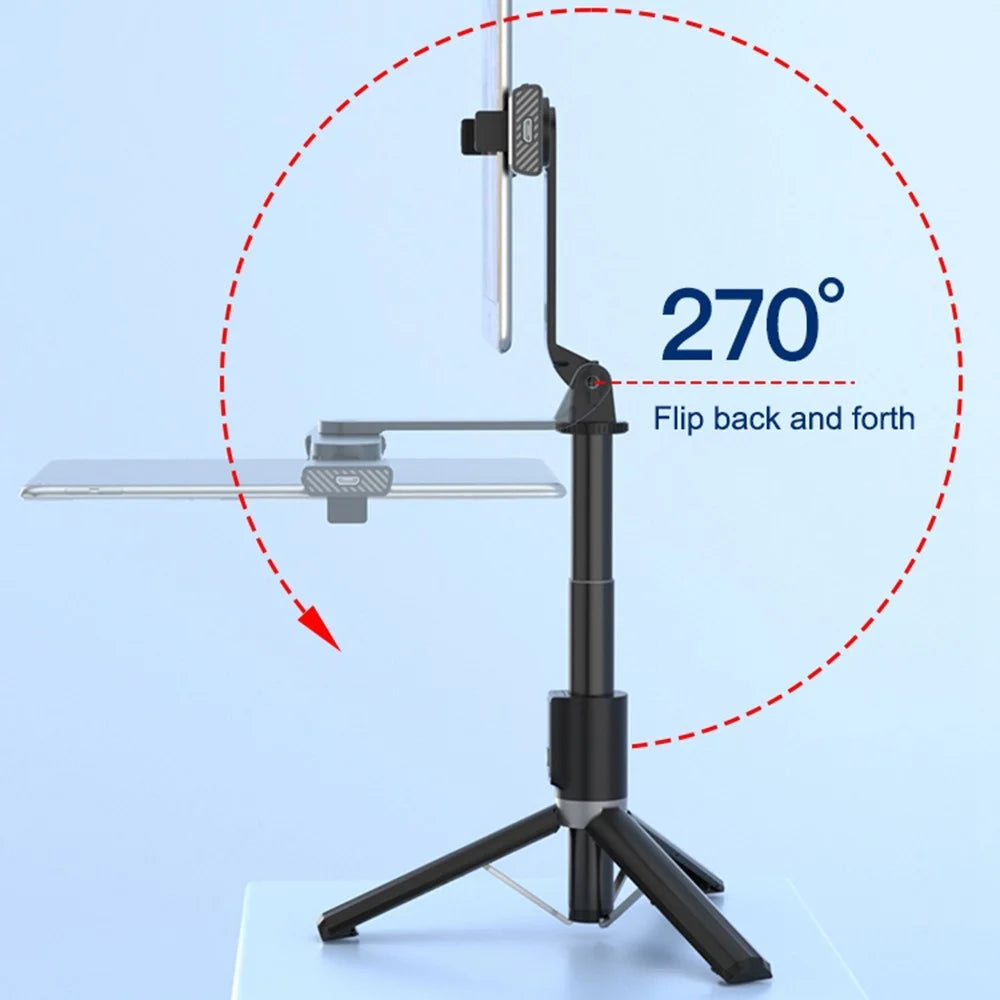 P40L-V1 2-in-1 Telescopic Tripod Stand Bluetooth-compatible Remote Control Selfie Stick with Double Phone Holder (Single Fill Light) - 6
