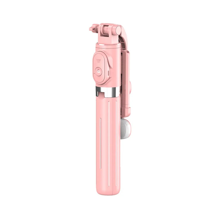 Z8S 103cm 2 in 1 Telescopic Wireless Bluetooth-compatible Selfie Stick Remote Control Folding Tripod with Fill Light - Pink - 2