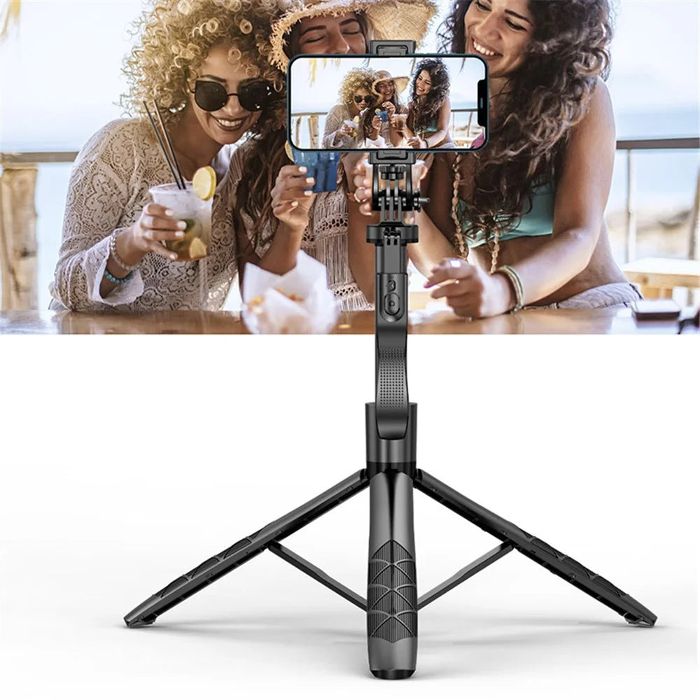 L16 Tripod Stand Camera Gimbal Stabilizer Wireless Bluetooth-compatible Remote Control 34-153cm Extendable Selfie Stick Phone Clip Holder with One Fill Light - 5