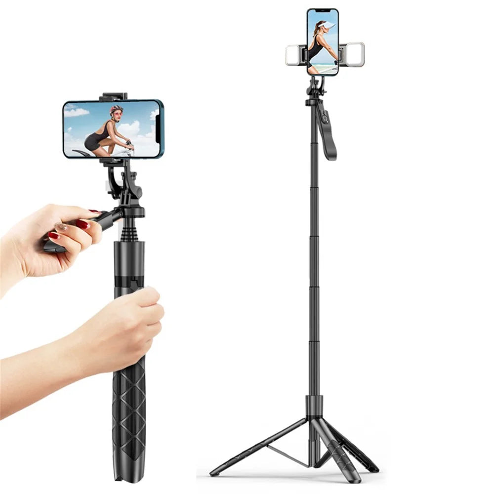 L16 34-153cm Extendable Selfie Stick Tripod Stand Camera Gimbal Stabilizer Phone Clip Holder Wireless Bluetooth-compatible Remote Control with Dual Lights - 1