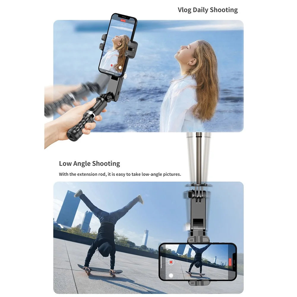 Q18 Smartphone Gimbal Stabilizer Extension Rod Selfie Stick Phone Holder Tripod Stand with Fill Light and Face Tracking Function - 4
