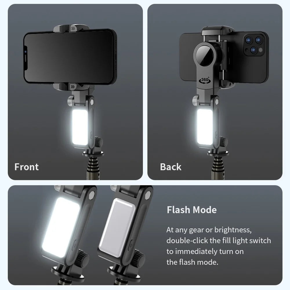 Q18 Smartphone Gimbal Stabilizer Extension Rod Selfie Stick Phone Holder Tripod Stand with Fill Light and Face Tracking Function - 6