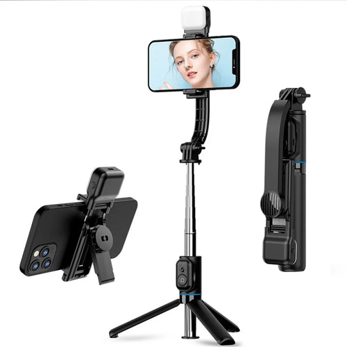 C01S Selfie Stick Telescopic Tripod Stand LED Fill Light Detachable Phone Clip Holder with Bluetooth-compatible Remote Control - 1