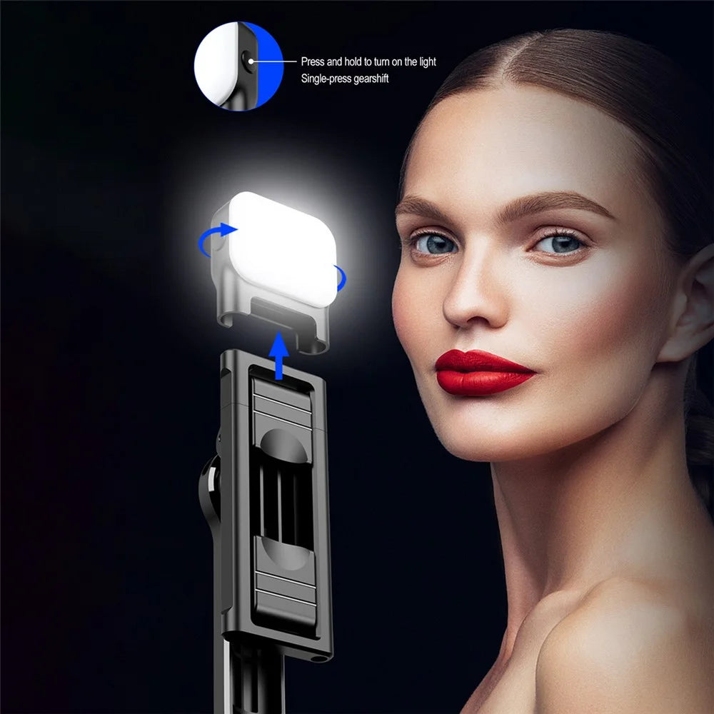 C01S Selfie Stick Telescopic Tripod Stand LED Fill Light Detachable Phone Clip Holder with Bluetooth-compatible Remote Control - 3