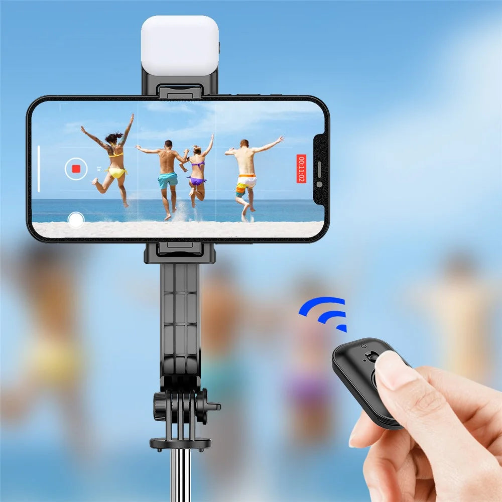 C01S Selfie Stick Telescopic Tripod Stand LED Fill Light Detachable Phone Clip Holder with Bluetooth-compatible Remote Control - 4