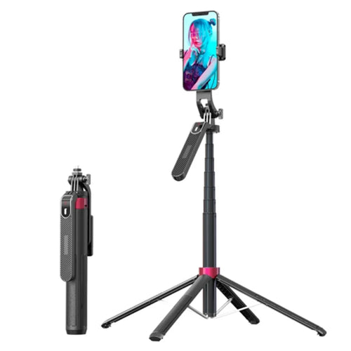 P185 1.8m Telescopic Selfie Stand 4-Leg Vlogging Portable Tripod Stand Holder for Cell Phone, Ring Light - 1