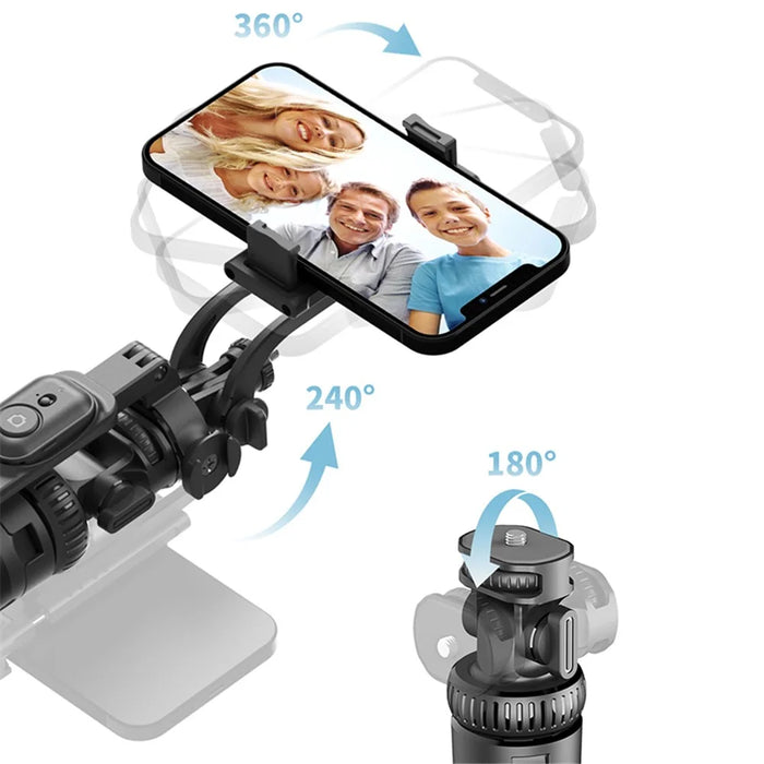 C05 Dual Fill Light Handheld Stabilizer Tripod Stand Floor Standing Adjustable Bluetooth-compatible Selfie Stick for Cell Phone Live Streaming - 6