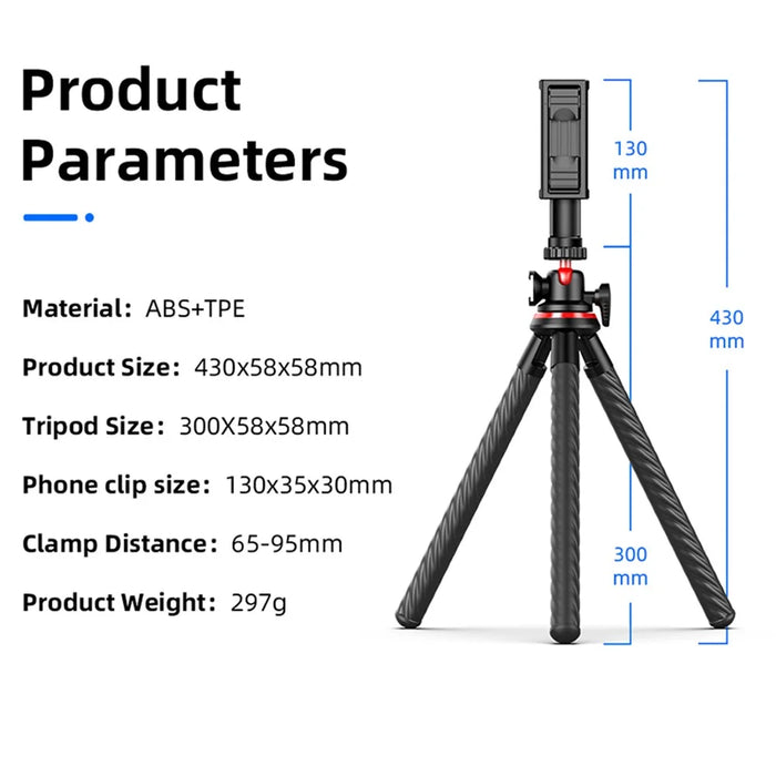 C02 Flexible Octopus Tripod Bracket with 1 / 4 Screw + Detachable Phone Holder for Live Streaming - 7