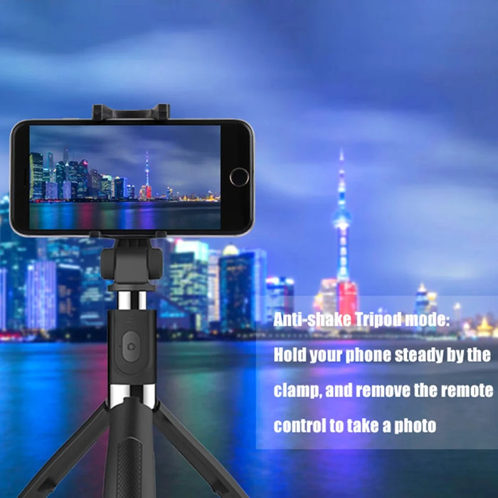 L01 Mini Tripod Stand Phone Clip Holder Extendable Selfie Stick with Bluetooth-compatible Remote Control - Black - 4