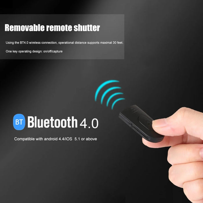 L01 Mini Tripod Stand Phone Clip Holder Extendable Selfie Stick with Bluetooth-compatible Remote Control - Black - 6