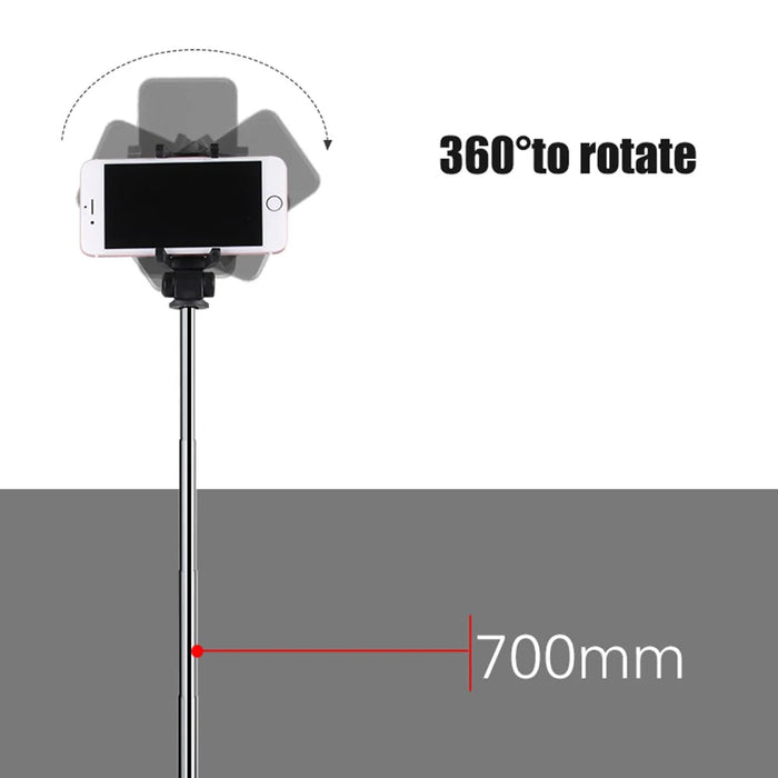 L01 Mini Tripod Stand Phone Clip Holder Extendable Selfie Stick with Bluetooth-compatible Remote Control - Black - 7