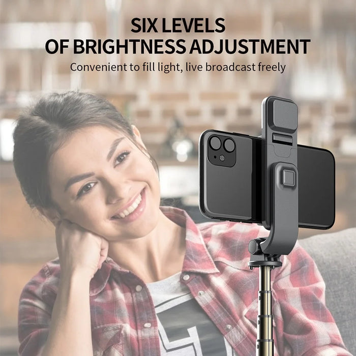L03S Bluetooth-compatible Selfie Stick Aluminum Alloy Rod Telescopic Tripod Stand with Fill Light - Black - 5