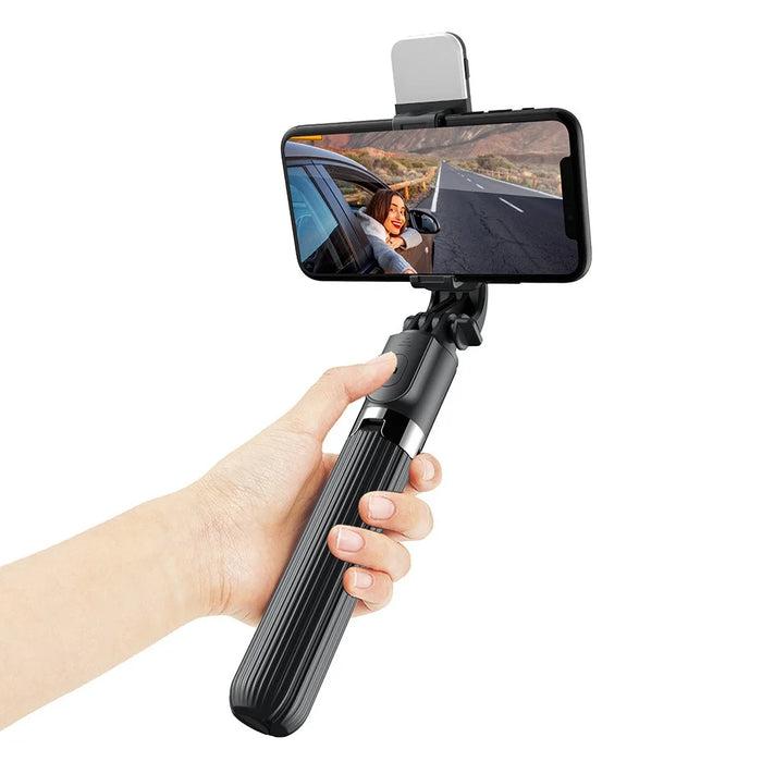 L03S Bluetooth-compatible Selfie Stick Aluminum Alloy Rod Telescopic Tripod Stand with Fill Light - Black - 7