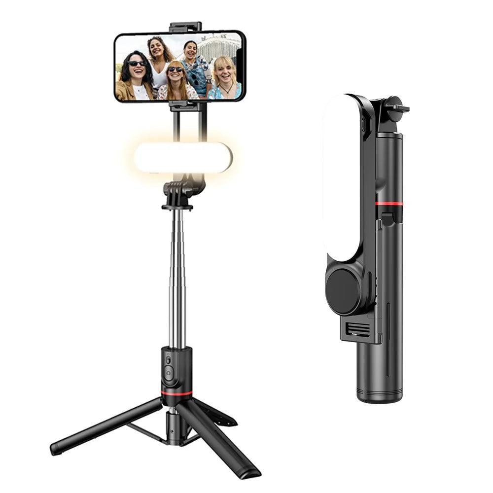 L15 Portable Fill Light Selfie Stick Wireless Bluetooth-compatible Remote Control Tripod Stand for 8-Pin Android Cell Phones - 1