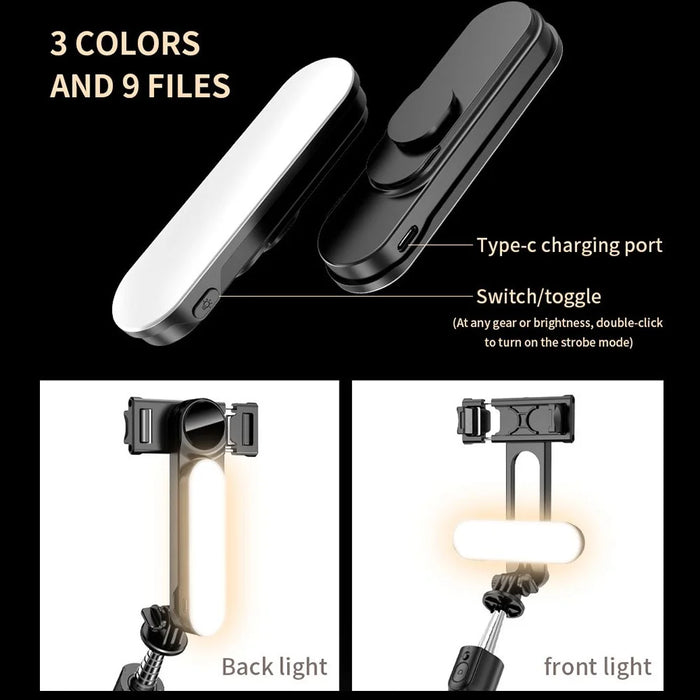 L15 Portable Fill Light Selfie Stick Wireless Bluetooth-compatible Remote Control Tripod Stand for 8-Pin Android Cell Phones - 3