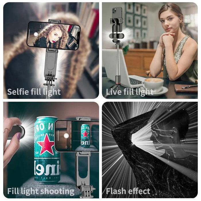 L15 Portable Fill Light Selfie Stick Wireless Bluetooth-compatible Remote Control Tripod Stand for 8-Pin Android Cell Phones - 5