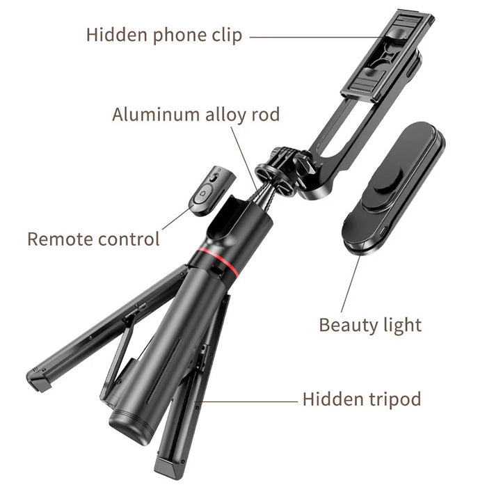L15 Portable Fill Light Selfie Stick Wireless Bluetooth-compatible Remote Control Tripod Stand for 8-Pin Android Cell Phones - 6