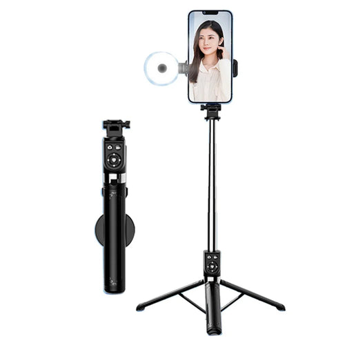 Z14 Pro 140cm Telescopic Tripod Stand with Fill Light Wireless Bluetooth-compatible Selfie Stick - Black - 1