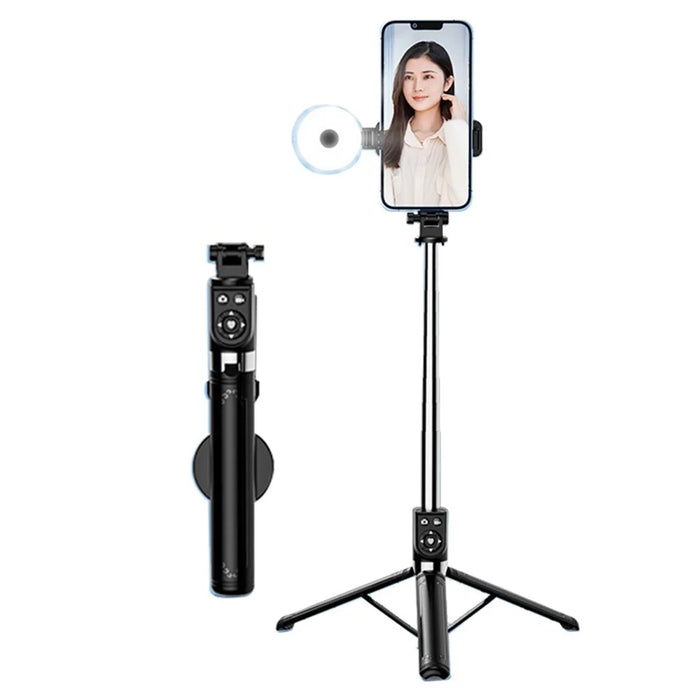 Z14 Pro 140cm Telescopic Tripod Stand with Fill Light Wireless Bluetooth-compatible Selfie Stick - Black - 1