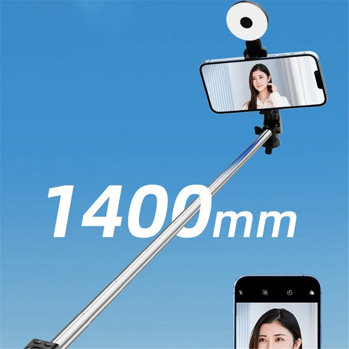 Z14 Pro 140cm Telescopic Tripod Stand with Fill Light Wireless Bluetooth-compatible Selfie Stick - Black - 6