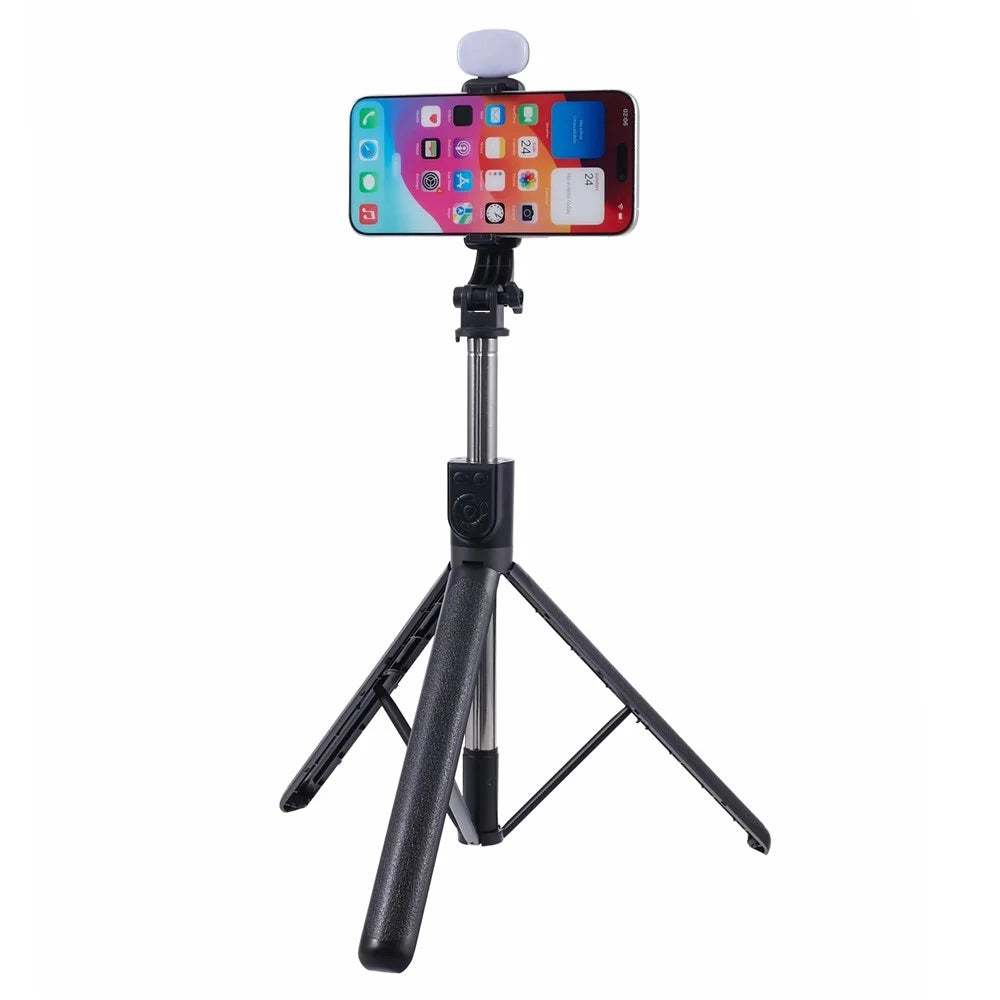 Z16S Tripod Stand Phone Clip Fill Light Design 175CM Selfie Stick with Bluetooth-compatible Remote Shutter - Black - 1