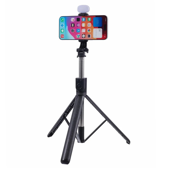 Z16S Tripod Stand Phone Clip Fill Light Design 175CM Selfie Stick with Bluetooth-compatible Remote Shutter - Black - 1