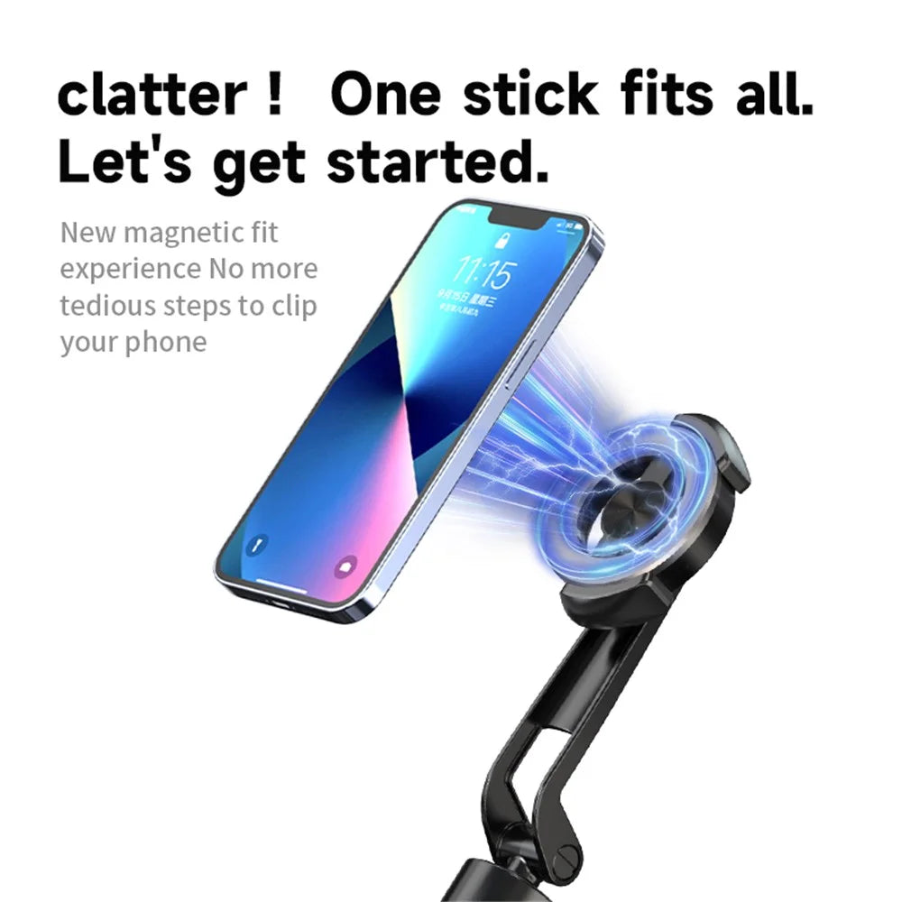 A67P-C Magnetic Phone Holder Tripod Aluminum Alloy+ABS Extendable Bluetooth-compatible Selfie Stick - 4