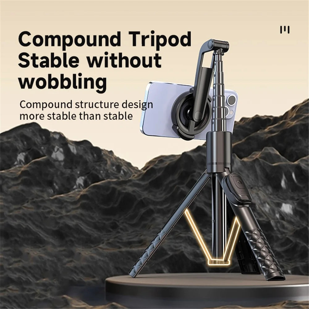 A67P-C Magnetic Phone Holder Tripod Aluminum Alloy+ABS Extendable Bluetooth-compatible Selfie Stick - 5