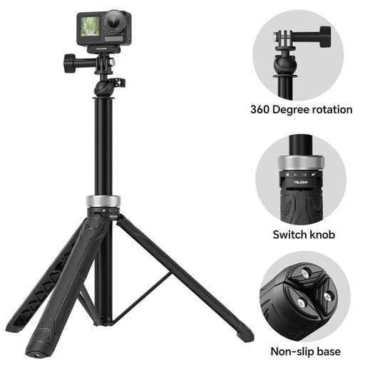 TELESIN S1-TSS-01 Selfie Stick Tripod Ball Joint Extension Pole Monopod Handle Grip for GoPro Action Camera - 2