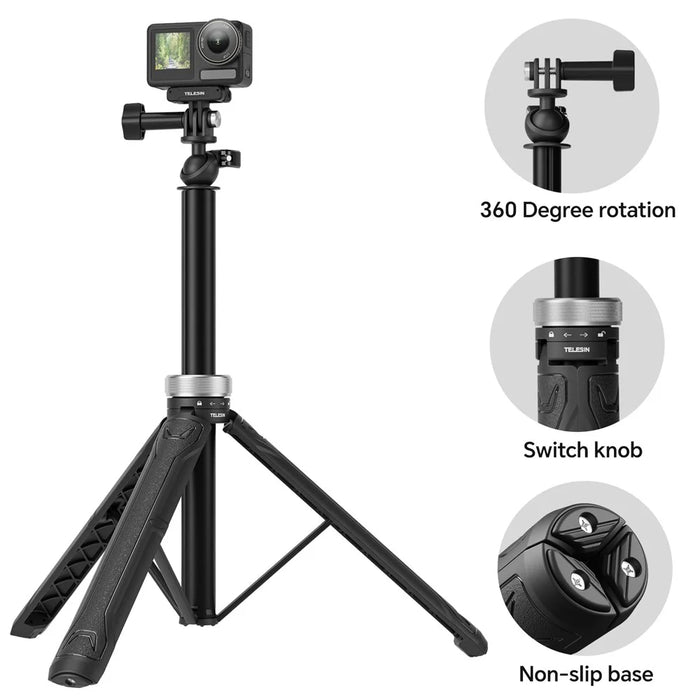TELESIN S1-TSS-01 Selfie Stick Tripod Ball Joint Extension Pole Monopod Handle Grip for GoPro Action Camera - 2